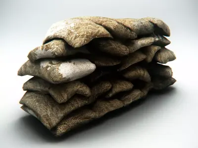 Sandbag Barrier Low-poly 3D model