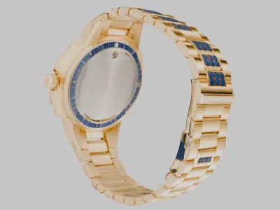 sleek modern gold wristwatch Low-poly 3D model