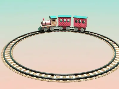 Toy Train Low-poly 3D model order