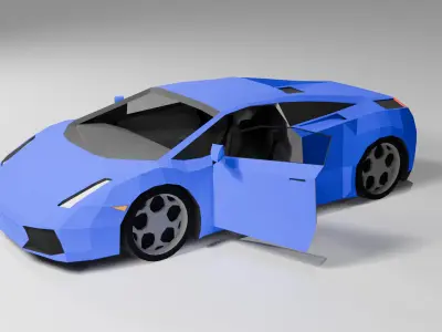 Sport Car Low-Poly 3D Model with interior Free low-poly 3D model