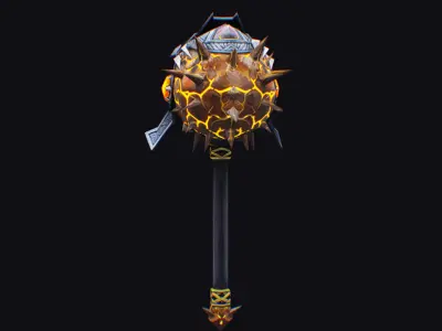 Hammer Morgenstern Metal Sledgehammer Breaker Mallet Maul Mace Low-poly 3D model