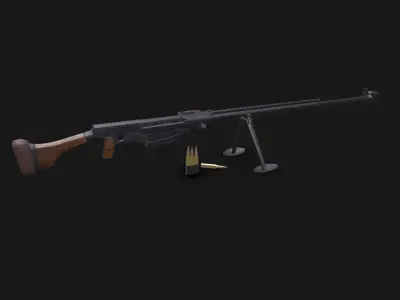 PTRS-41 Anti-tank Rifle Low-poly PBR Low-poly 3D model