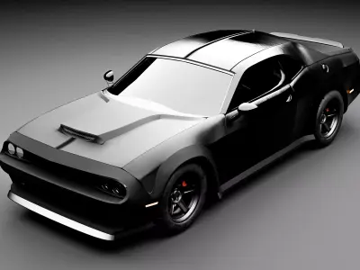 Realistic Black Muscle Car High Poly Cinematic Vehicle 3D model