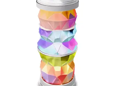 Stylized Rainbow Crystal Column Decoration Low-poly 3D model