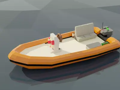 Low Poly Boat with seat Low-poly 3D model
