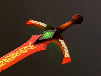 hand-painted hell sword Low-poly 3D model