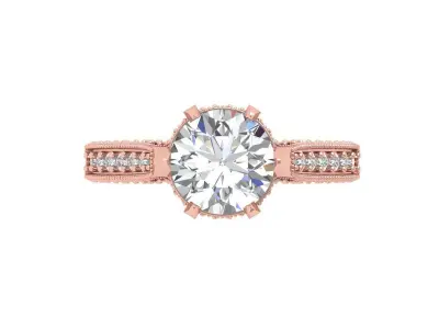Solitaire Engagement Art Deco Ring 3D print model 88