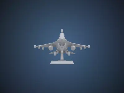 Modern Fighter Jet Model with Stand - High Poly Plane PM-234 3D print model