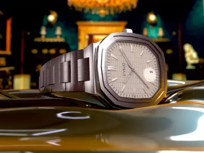 Steel Watch 3D Model  Realistic Wristwatch with Metal Strap 3D model