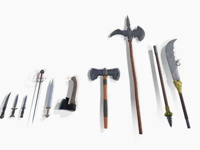 Weapon low-poly set Low-poly 3D model