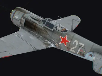 Lavochkin La-5 La-5FN Fighter Bomber Russian USSR Aircraft Low-poly 3D model