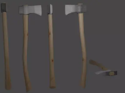 Axe for chopping wood Low-poly 3D model