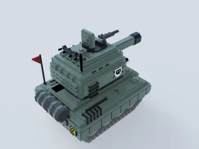 Little Green Tank -VoxelArt 3D model