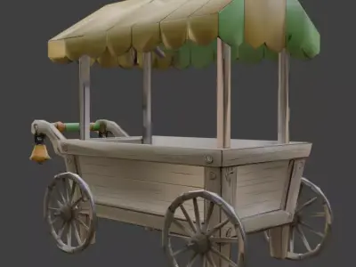 Fruit cart low poly game ready Low-poly 3D model