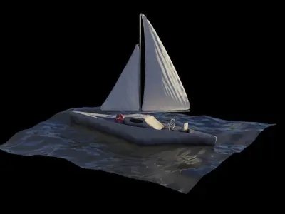 Sailboat floating in ocean Free 3D model purchase