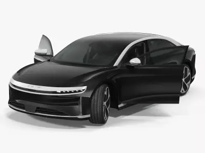 Lucid Air Electric Luxury Sedan Black Rigged for Cinema 4D 3D model