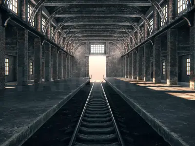 Hangar 05 Railway Station PBR Low-poly 3D model
