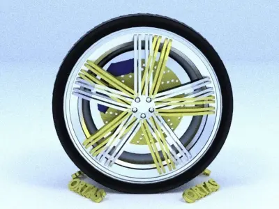 ORTAS CAR RIM 5 GAME READY RIM TIRE AND DISC 3D model