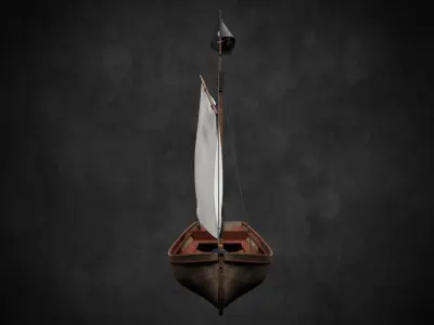 Pirate Boat no textures Low-poly 3D model