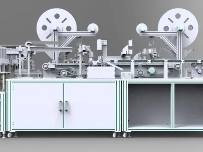 Automatic cutting and automatic feeding assembly line 3D model
