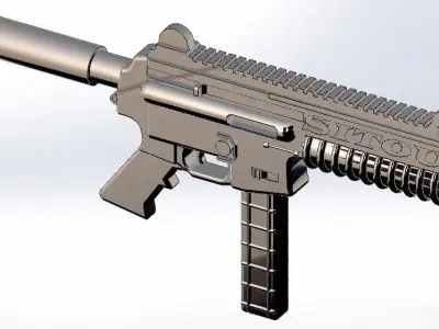 GUN 9mm Ar-15 Pistol Low-poly 3D model