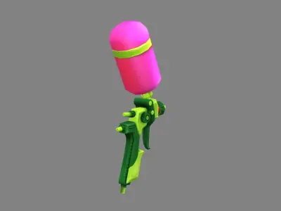 Cartoon toy water gun - green plastic pistol Low-poly 3D model