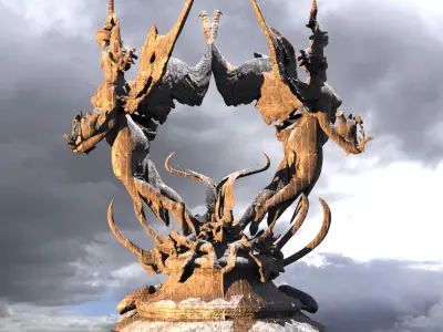 Dantes Angel flame statue 1 3D model