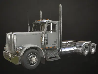 Semi Truck Day Cab Low-poly 3D model