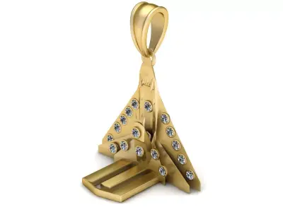 Fighter jet gold pendant 3D printable model 3D print model