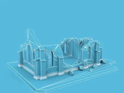 Medieval Building 56 Ruined Church Low-poly 3D model