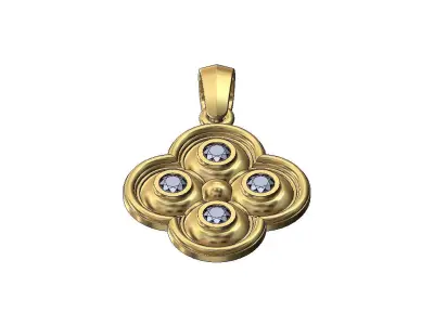 Diamond gothic clover pendant and charm with bail 3D print model