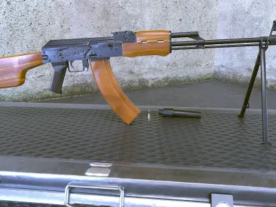 RPK Russian Assault Rifle Game Ready 2 Variations Low-poly 3D model