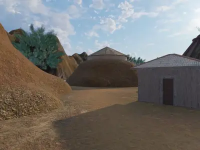 Desert Settlement At Sunrise 3D model