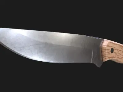 Kitchen Knife Wooden Handle Low-poly 3D model