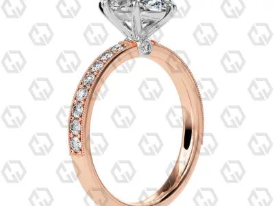 Ring 165 Marquise Shape milgrain pave set ring with Gems 3D print model