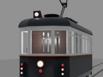 Lowpoly Old Tram 3D model
