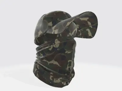 Tactical Camo Cap with Face Cover Low-poly 3D model
