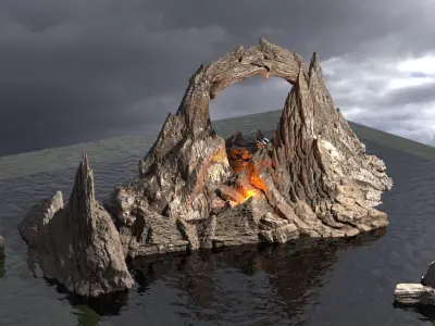 Lizard Cliff Rocks 3D model
