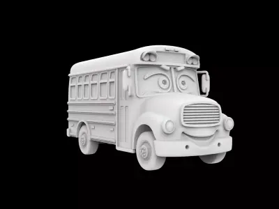 Cartoon School Bus With Eyes 3D Print Model 3D print model