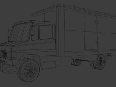 Mercedes Benz T2 Closed Truck Low-poly 3D model