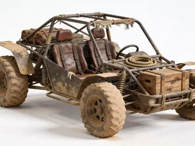 Wild West Themed Sand Buggy Asset Low-poly 3D model