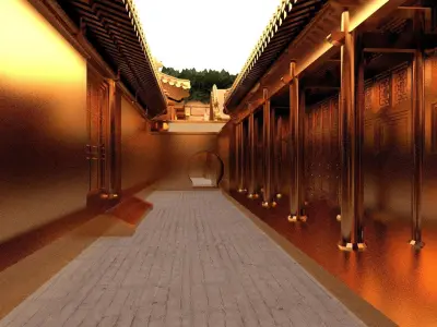 Chinese ancient courtyard  house 3D model by aceimagedesign