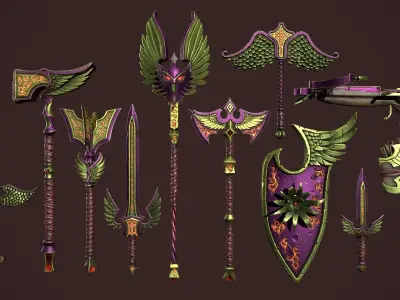 Dark rune weapon Low-poly 3D model