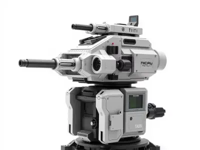 Futuristic Turret Model Pack with Advanced Features Low-poly 3D model