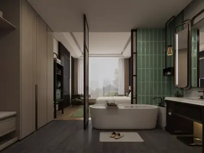  Luxury Modern Hotel Suite Interior 3D model