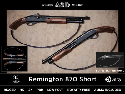 Game Ready Survival Gun Pack PBR Rigged Low-poly 3D model