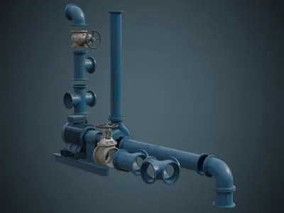 Water Pump 3B Low-poly 3D model