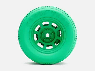15x10 Bassett D-Hole Wheel Goodyear Blue Streak Tire 3D print model