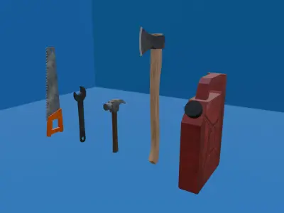 TOOL SET 1 - LOW POLY - PS1 RETRO STYLE Low-poly 3D model