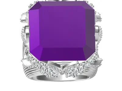 Antique Floral Design Cocktail Ring 3D print model